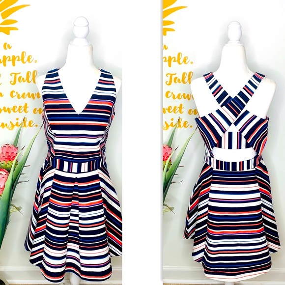 Adelyn Rae Dresses & Skirts - ADELYN RAE Stripe Fit & Flare Dress Small